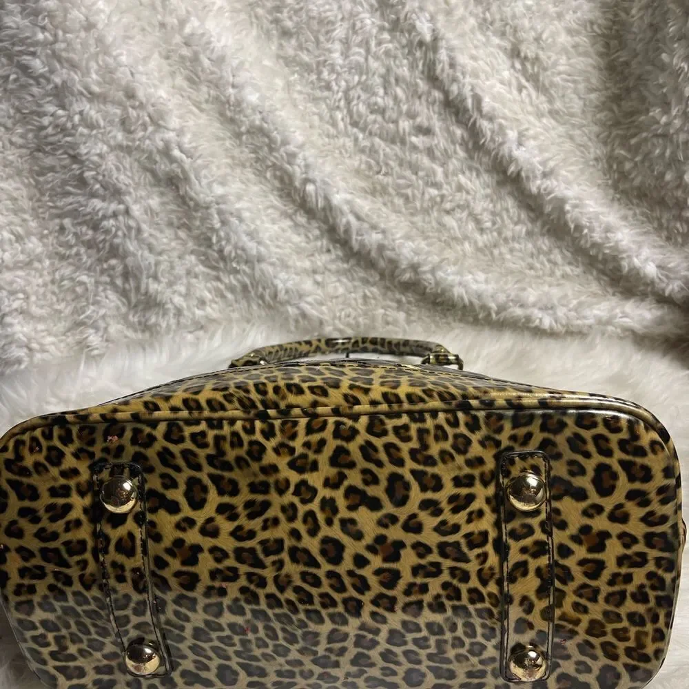 Loungefly Disney Minnie Mouse Dome Satchel synthetic patent black& leopard print